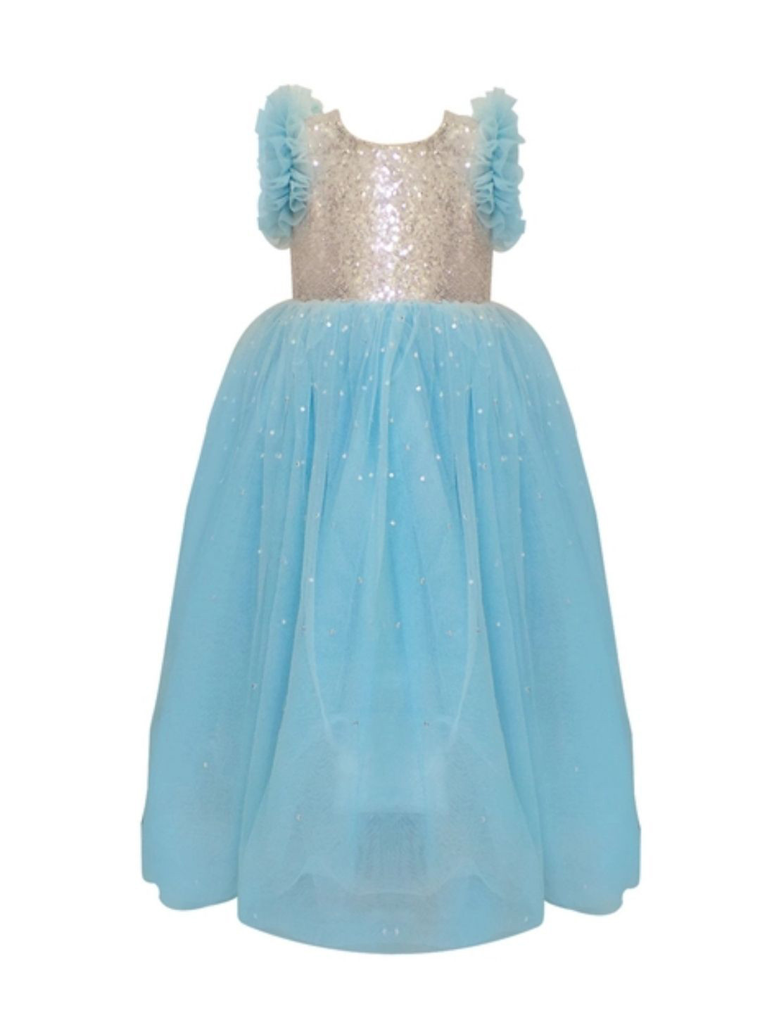 Divalicious Girls Embellished Net Short Fit-Flare Dress