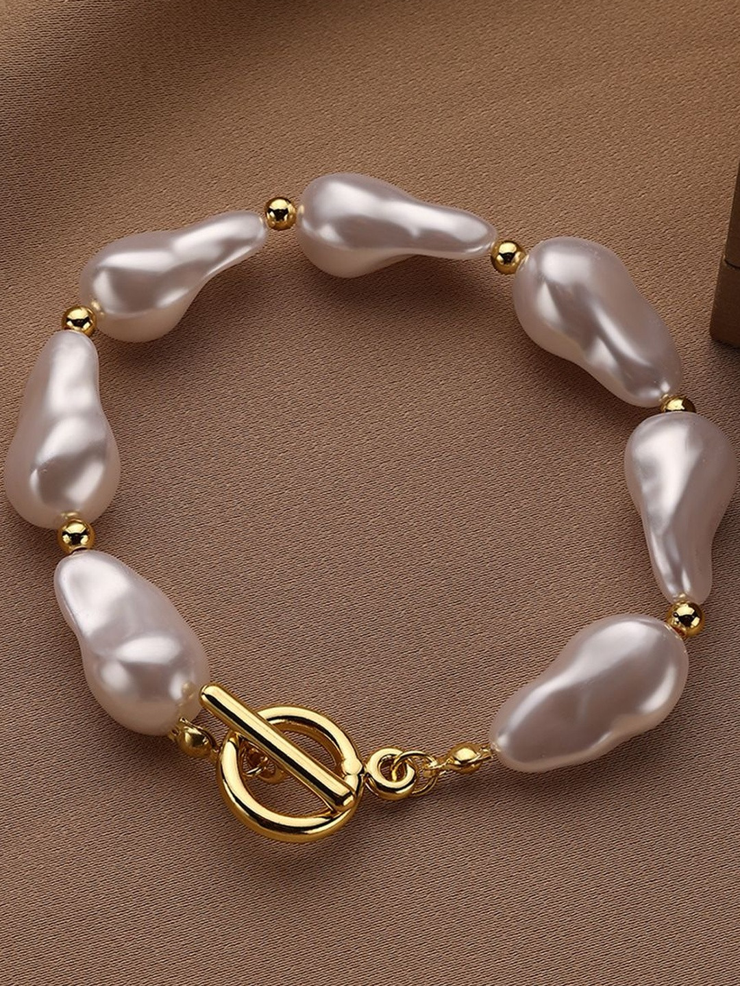 StyleCast x Revolte Women Pearls Handcrafted Gold-Plated Armlet Bracelet