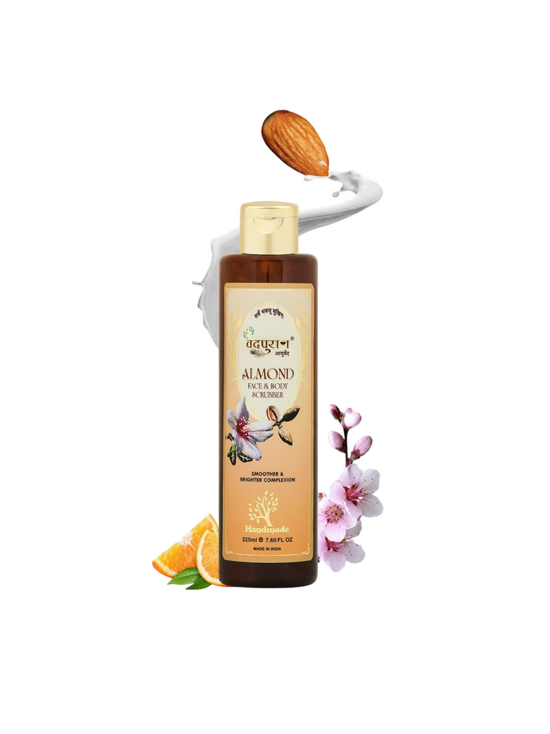 VEDPURAN Almond Face & Body Scrubber For Smooth & Glowing Skin - 225 ml