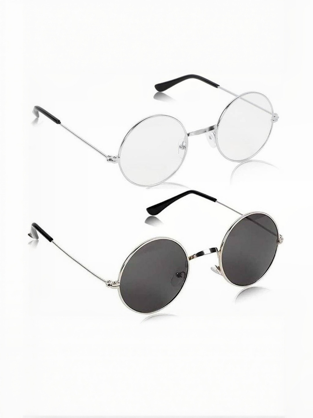 Arzonai Unisex Set Of 2 Full Rim UV Protected Lens Round Sunglasses