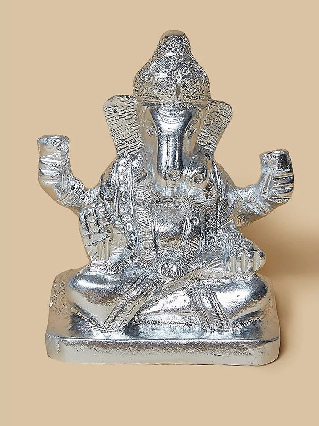 HOME DECOR BY ADITI Silver-Toned Lord Ganpati Showpiece