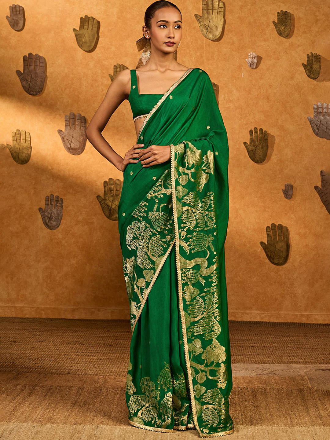 Masaba Green Zen Sequinned Brocade Saree