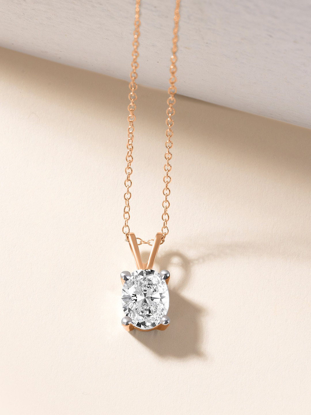 Sparkles Women 14Kt Gold Oval Solitaire Pendant With 0.75 Carat Lab Grown Diamond - 0.8 g