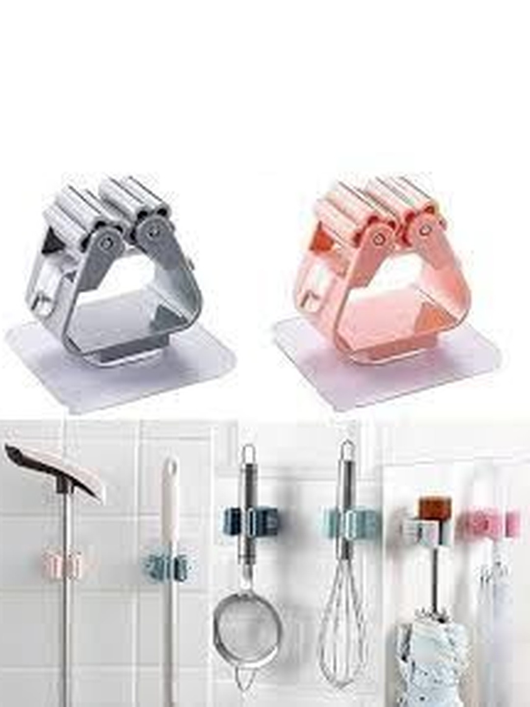 ARPANA BRIGHT Pack of 2 Wall-Mounted Self Adhesive Mop and Broom Holder