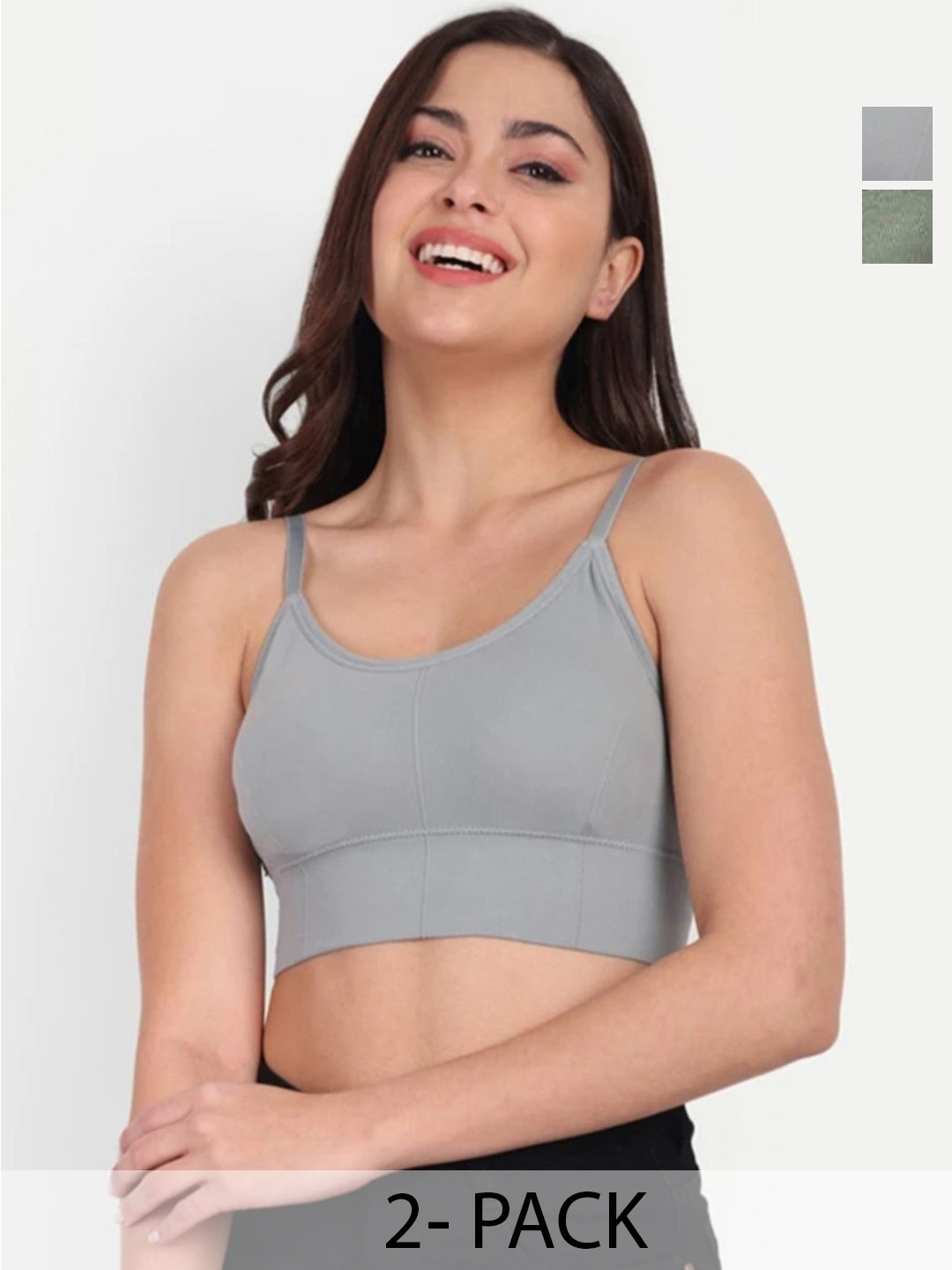 JUGNU TEXTILES Pack Of 2 Full Coverage Lightly Padded Moisture Wicking Cotton Workout Bra