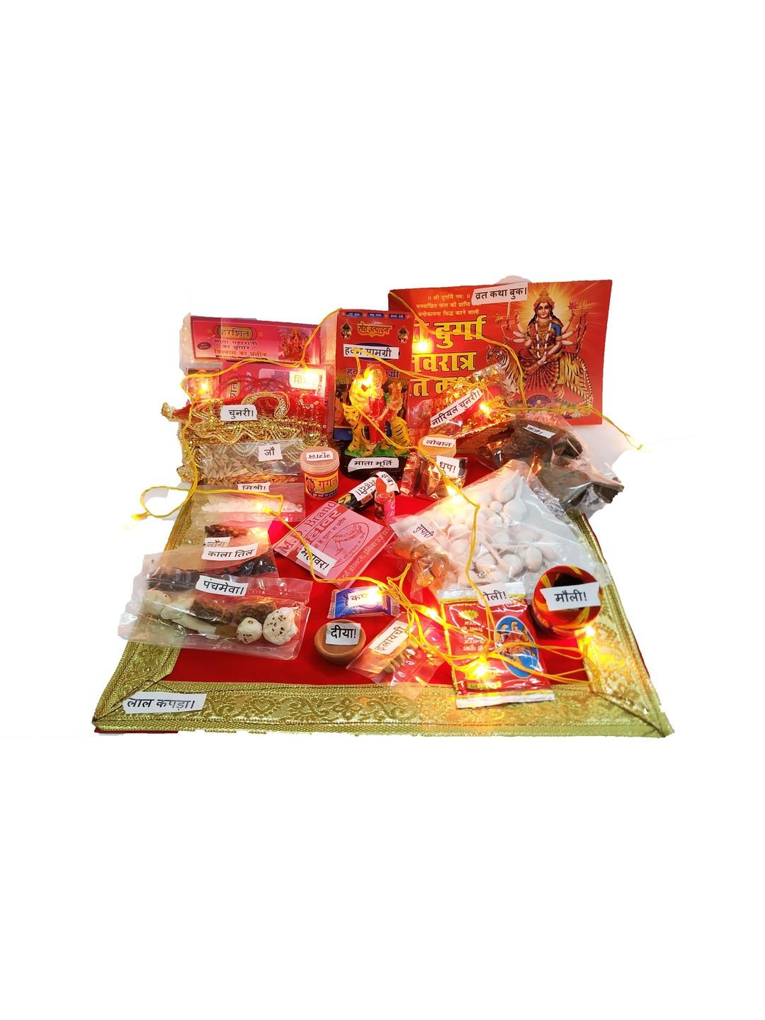 Vrinde Multi Coloured 36 Pieces Navratri Pooja Samagri Kit