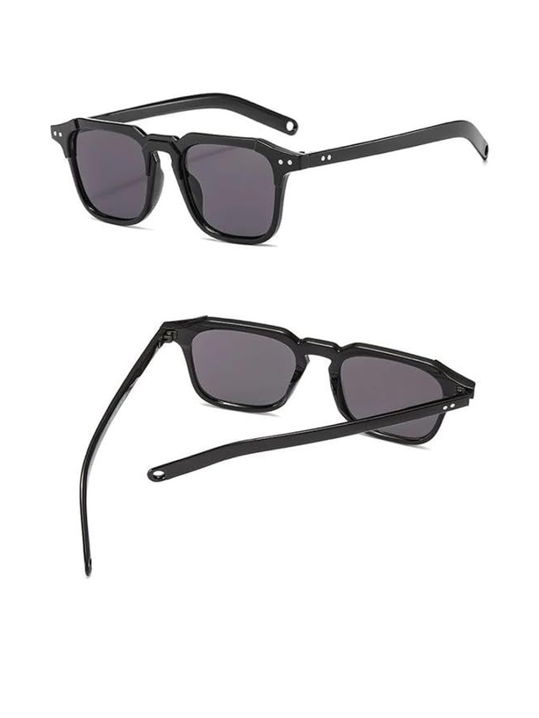 Arzonai Unisex 2 Pcs Black Lens & Black Aviator Sunglasses