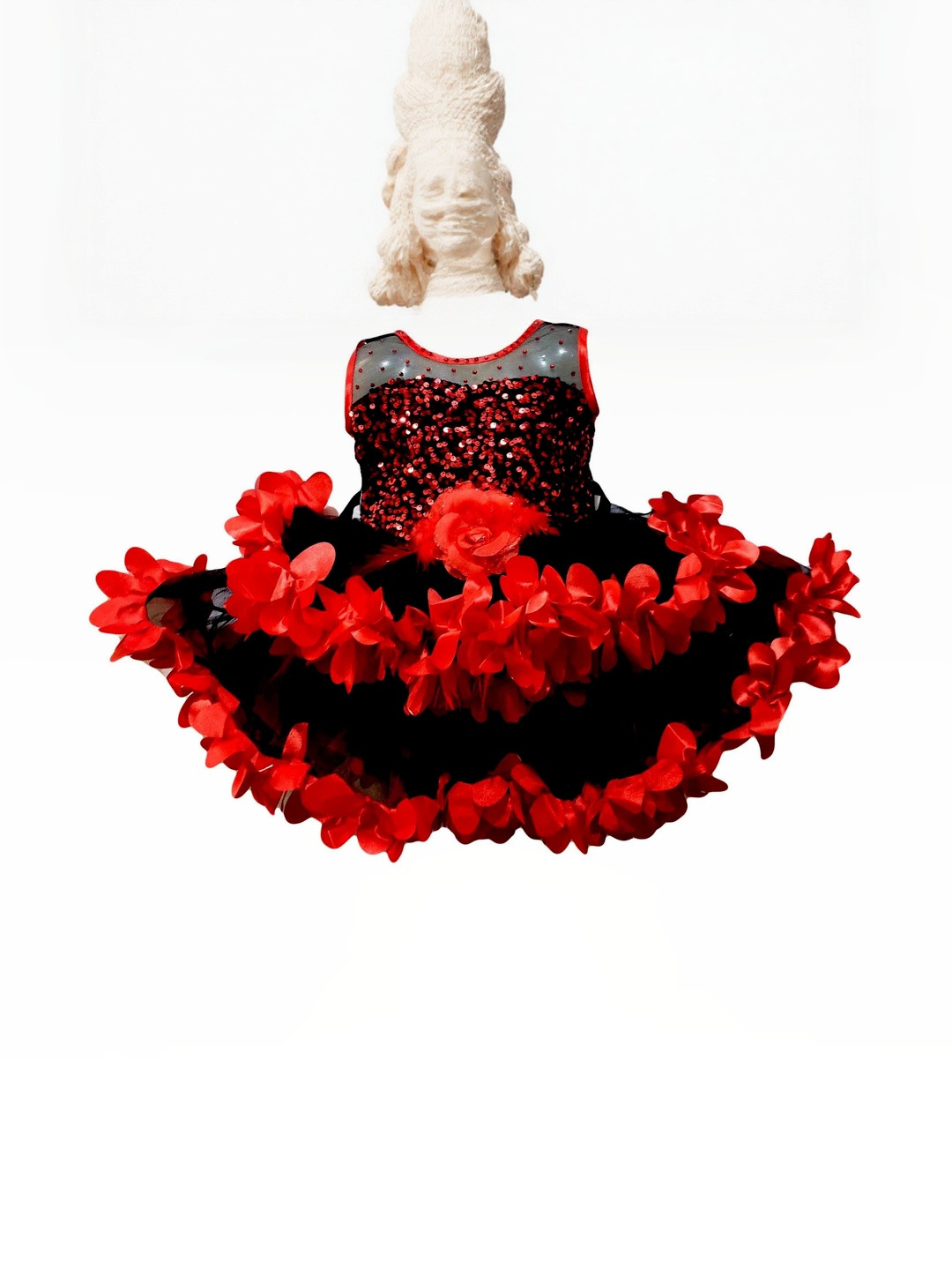 STUMBLE FASHION Embellished Layered Net Fit & Flare Dress