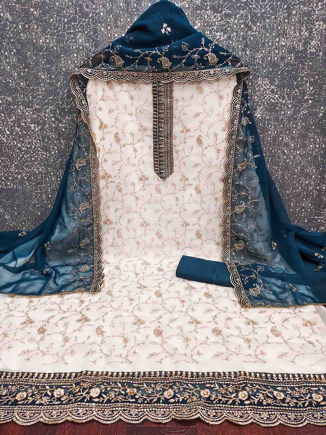 Maroosh Heavy Zari Embroidered Unstitched Dress Material