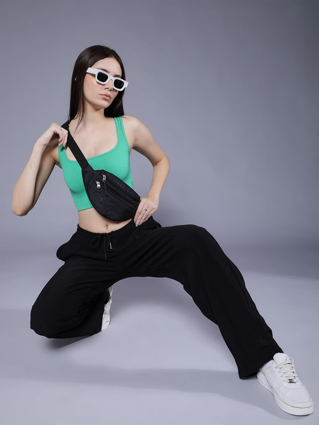 PRONK Women Black Original Pleated Trousers