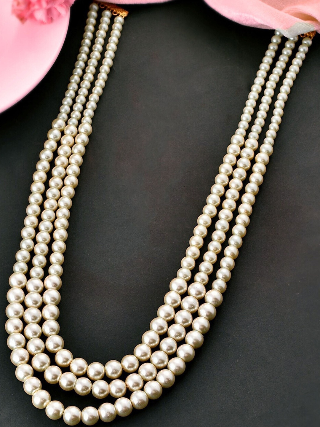 DressBerry Gold Plated Pearls Beaded Multilayered Necklace