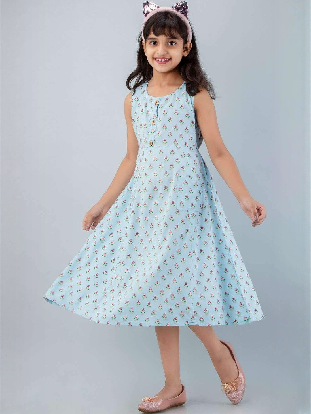 DMP EXPORT Girls Turquoise Blue Cotton Kurtas