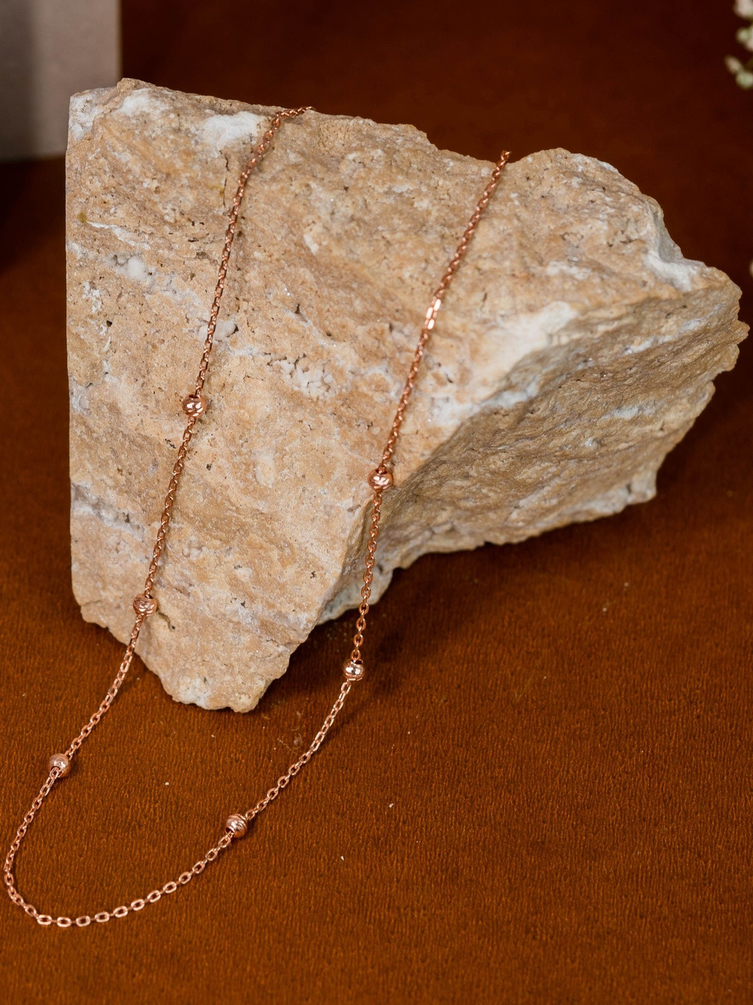 IYRAA Sterling Silver-Plated Granulated Station Minimal Chain