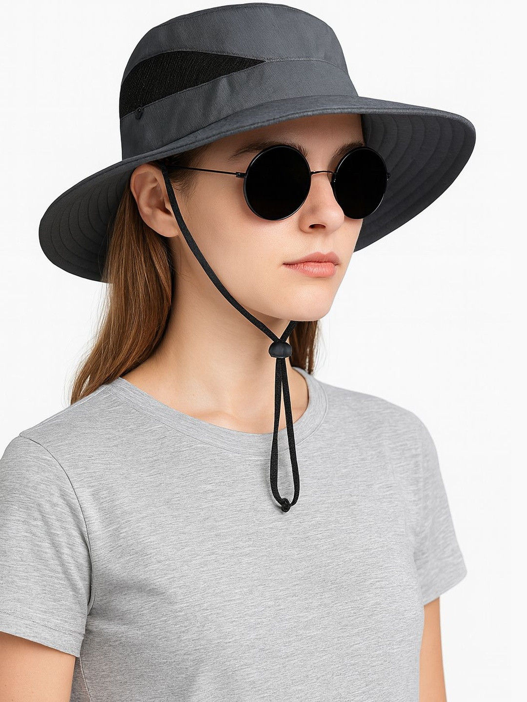 HSR Unisex Grey Solid Bucket Hat