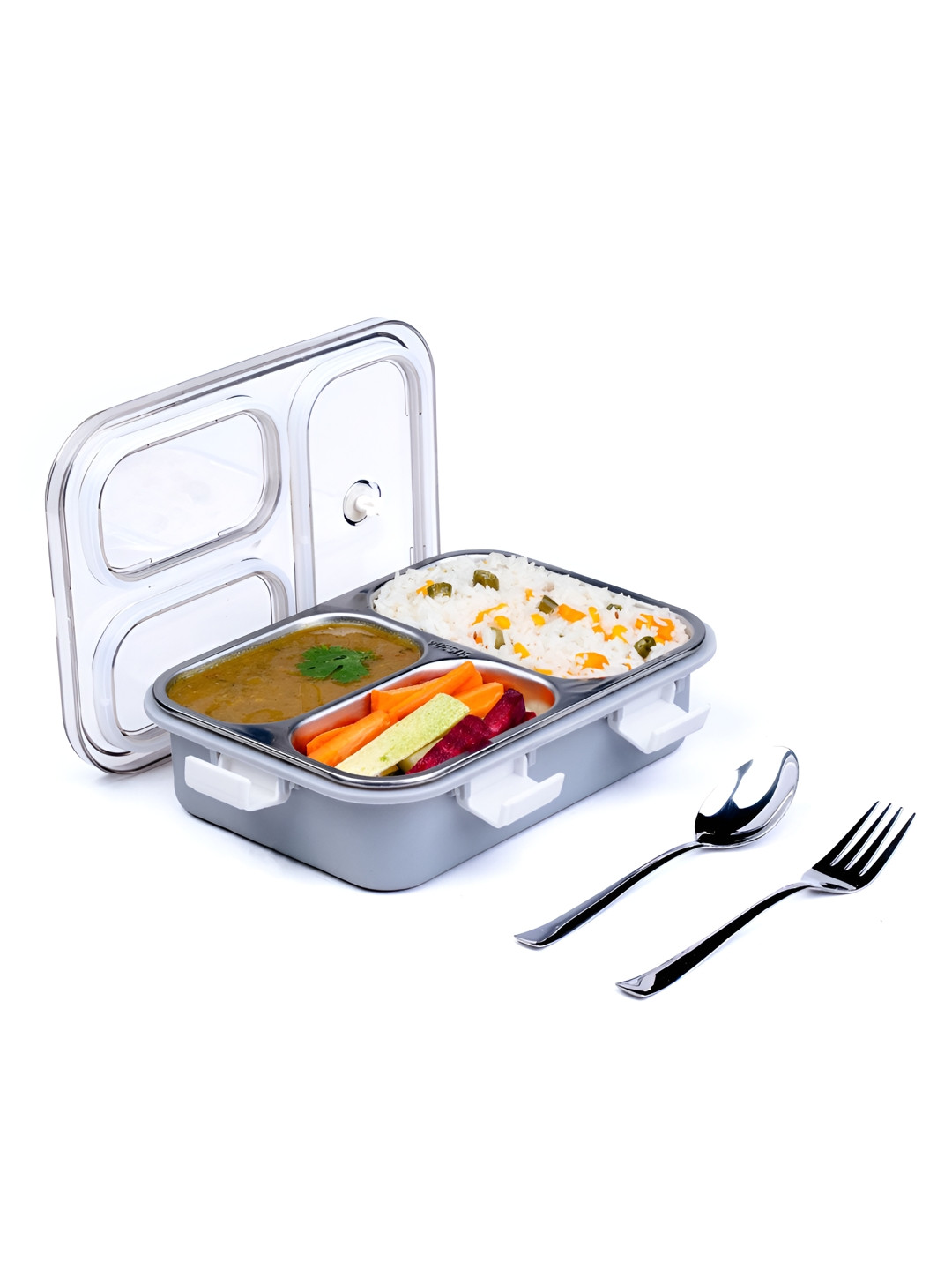 Ibni Grey Steel Dishwasher Safe Lunch Box