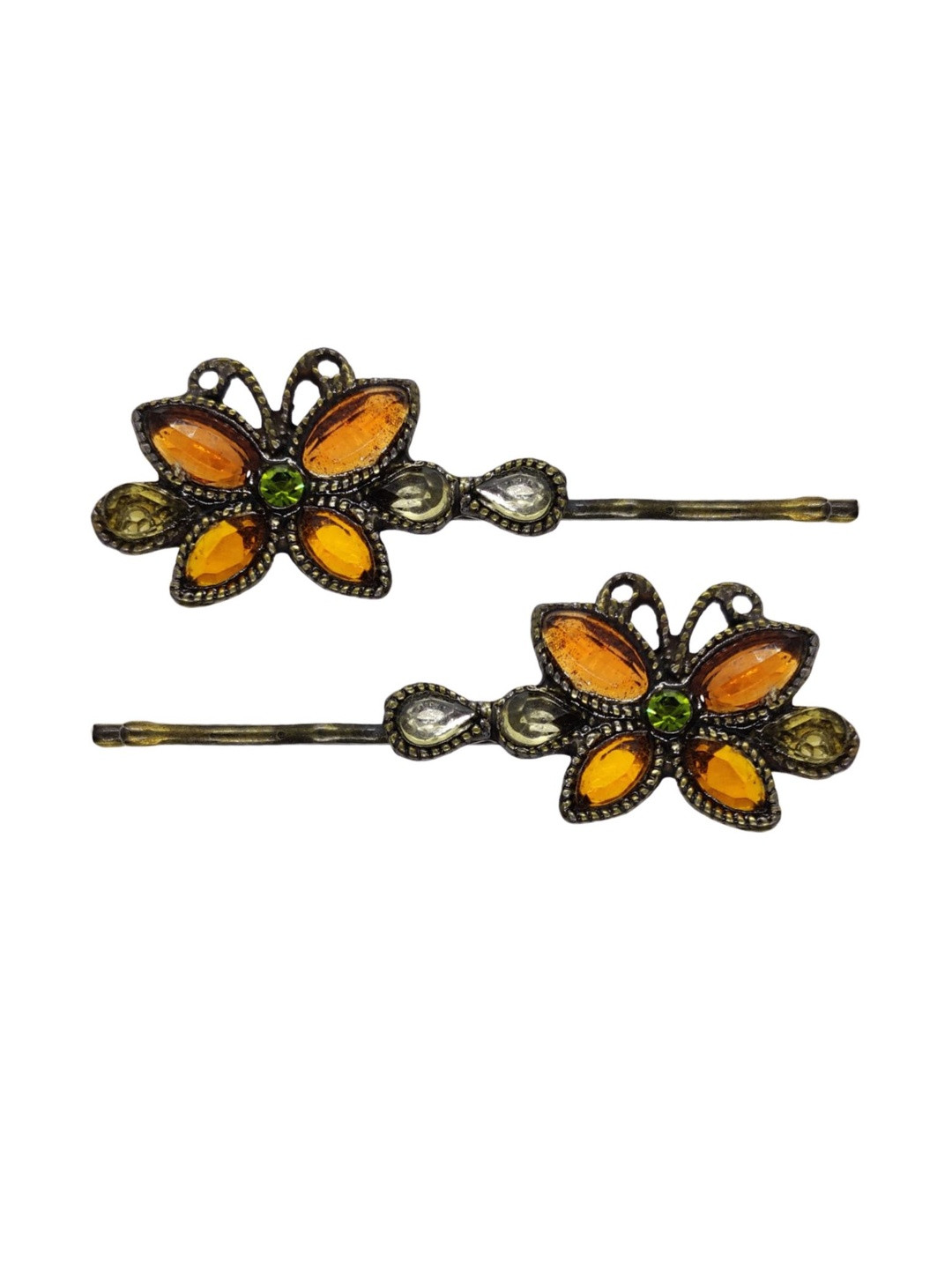 FURE Women Bronze Set of 2 Flitting Butterflies Bobby Hair Pins