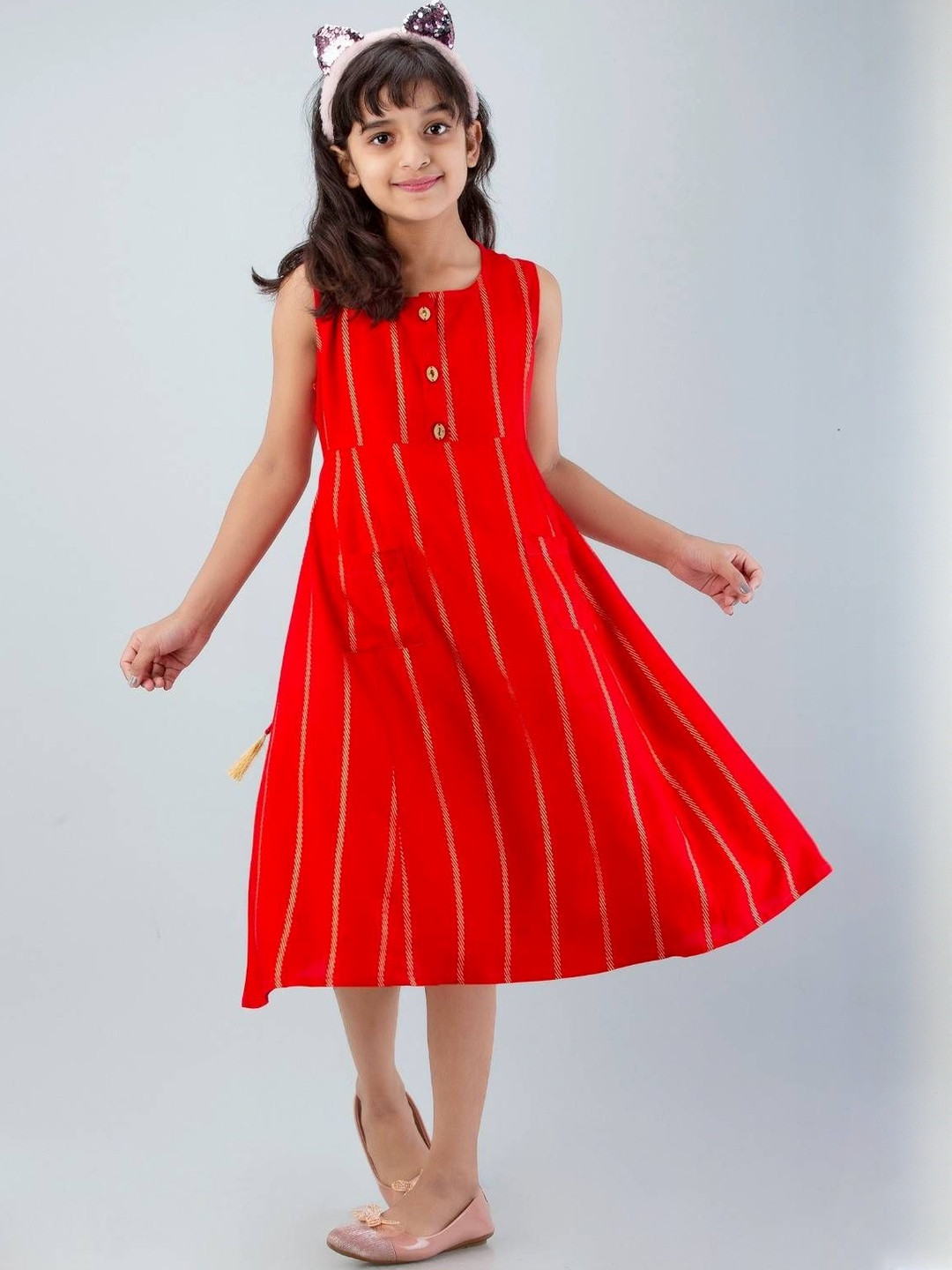 DMP EXPORT Girls Red Cotton Kurtas