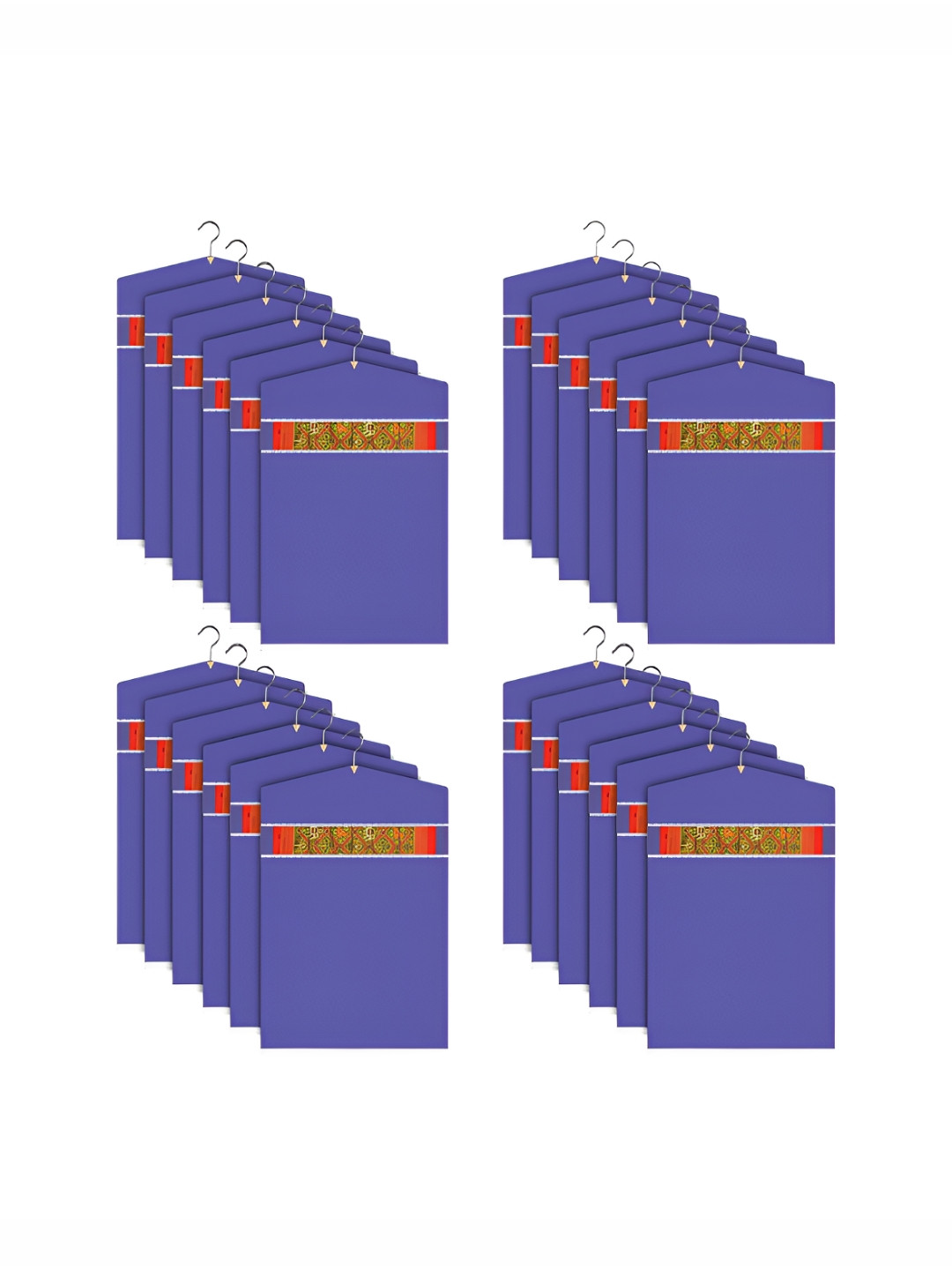 Aura Purple & Steel 24 Pieces Hanging Saree Bag Organisers