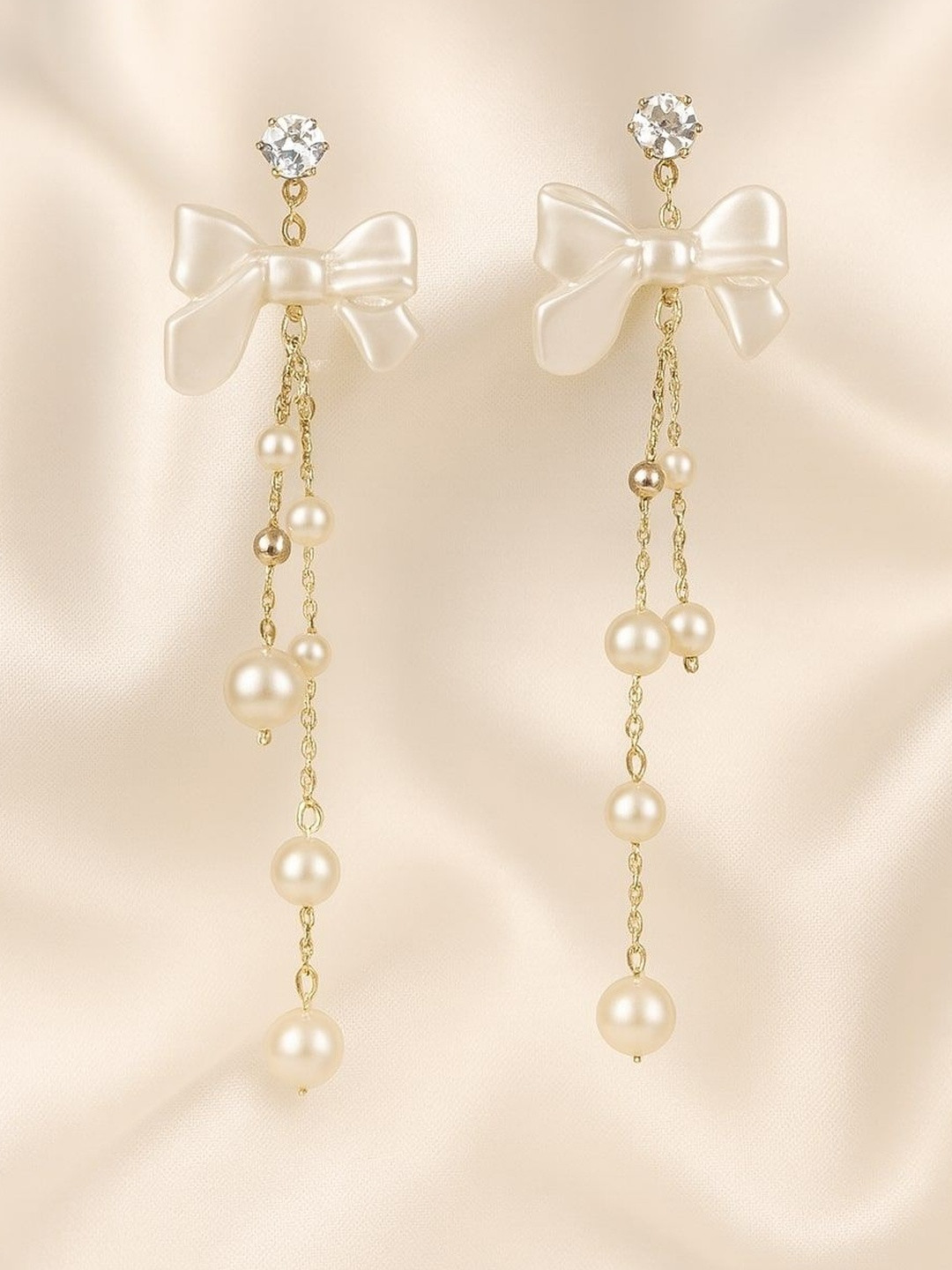 Jewelaa Gold-Plated & White Stainless Steel Earrings