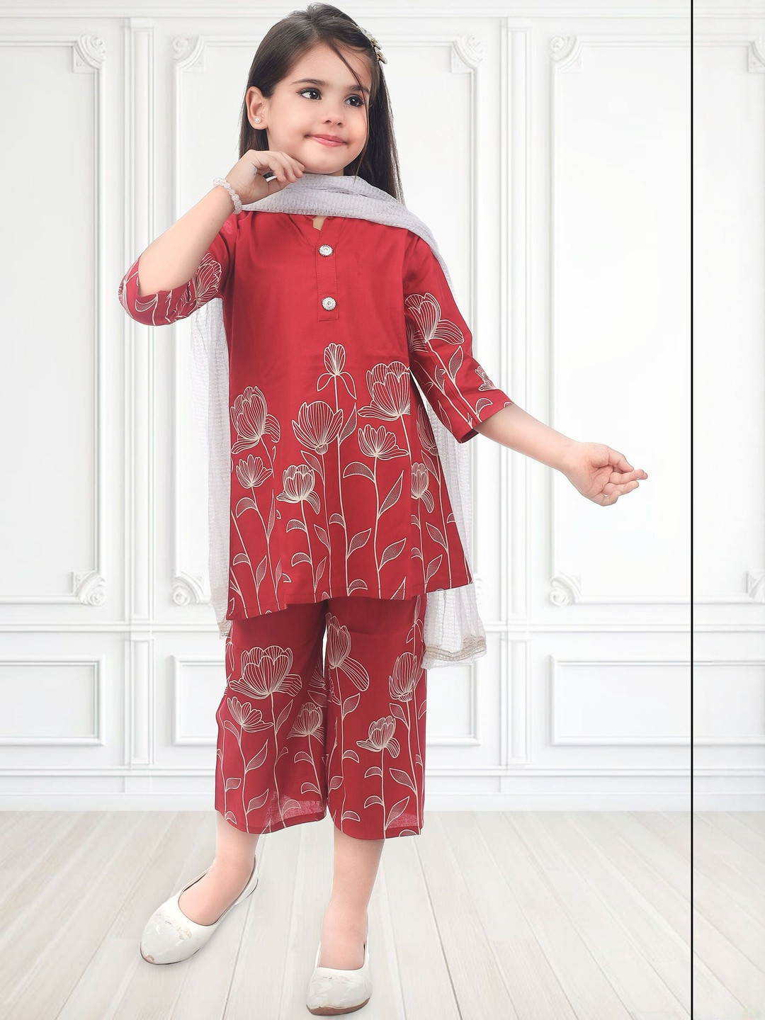 Smuktar garments Cotton Blend Mandarin Collar Co-Ord Set