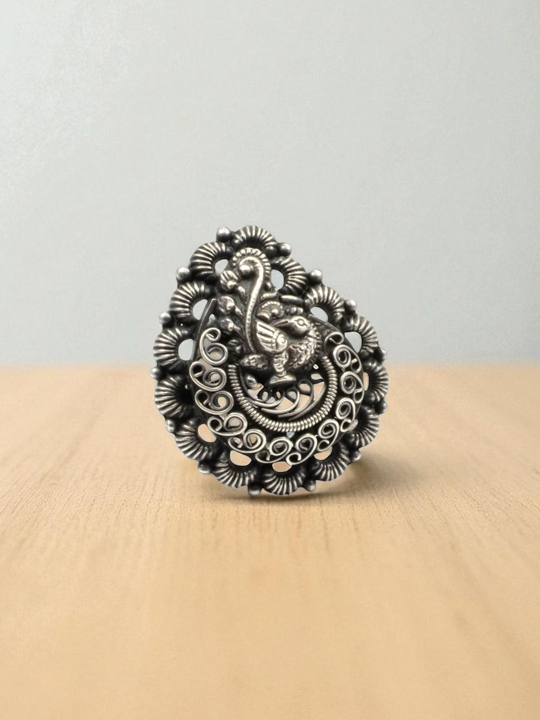 Azita 925 Sterling Silver Oxidised Cocktail Rings