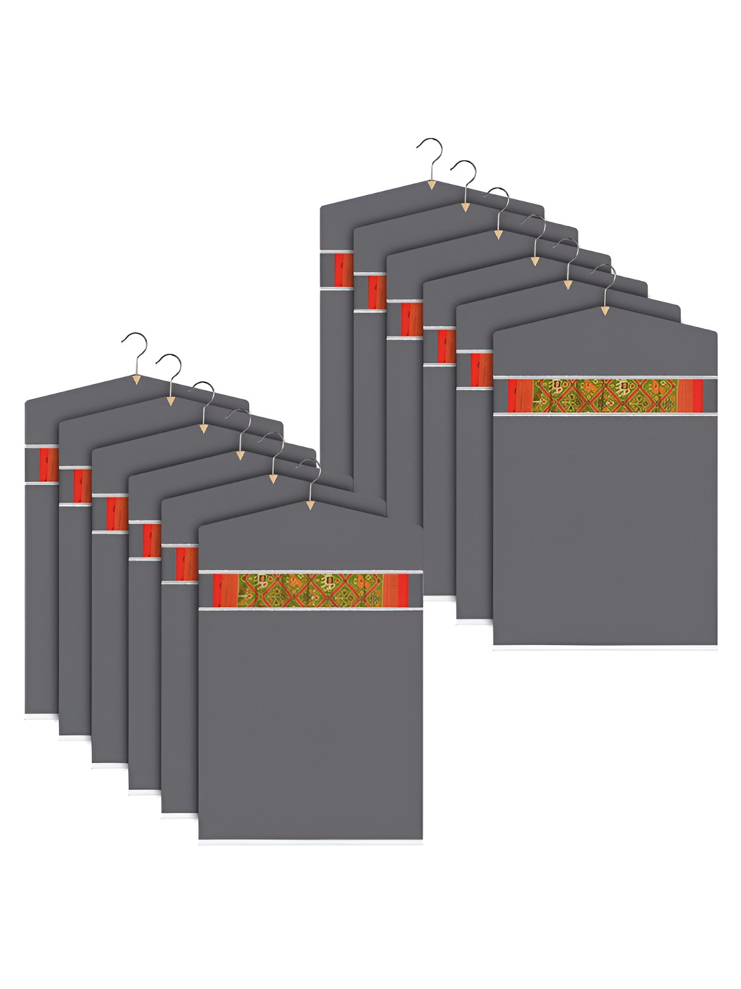 Aura Grey & Steel 12 Pieces Hanging Saree Bag Organisers