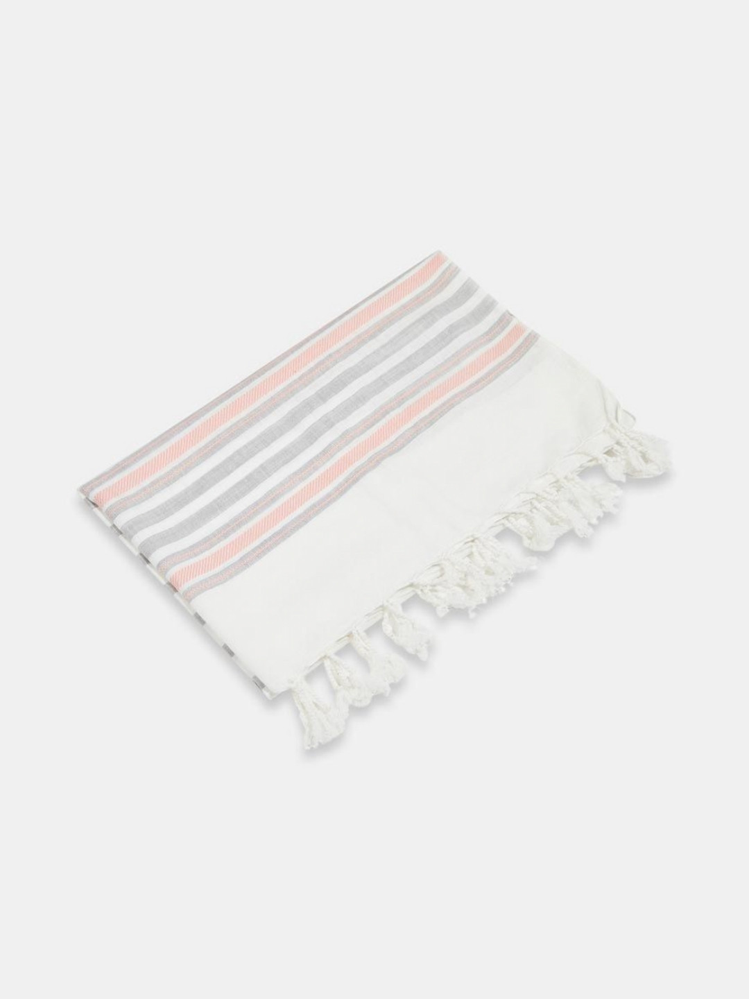 Fabindia Gaurav Gamcha Grey & White Striped 120 GSM Cotton Hand Towel