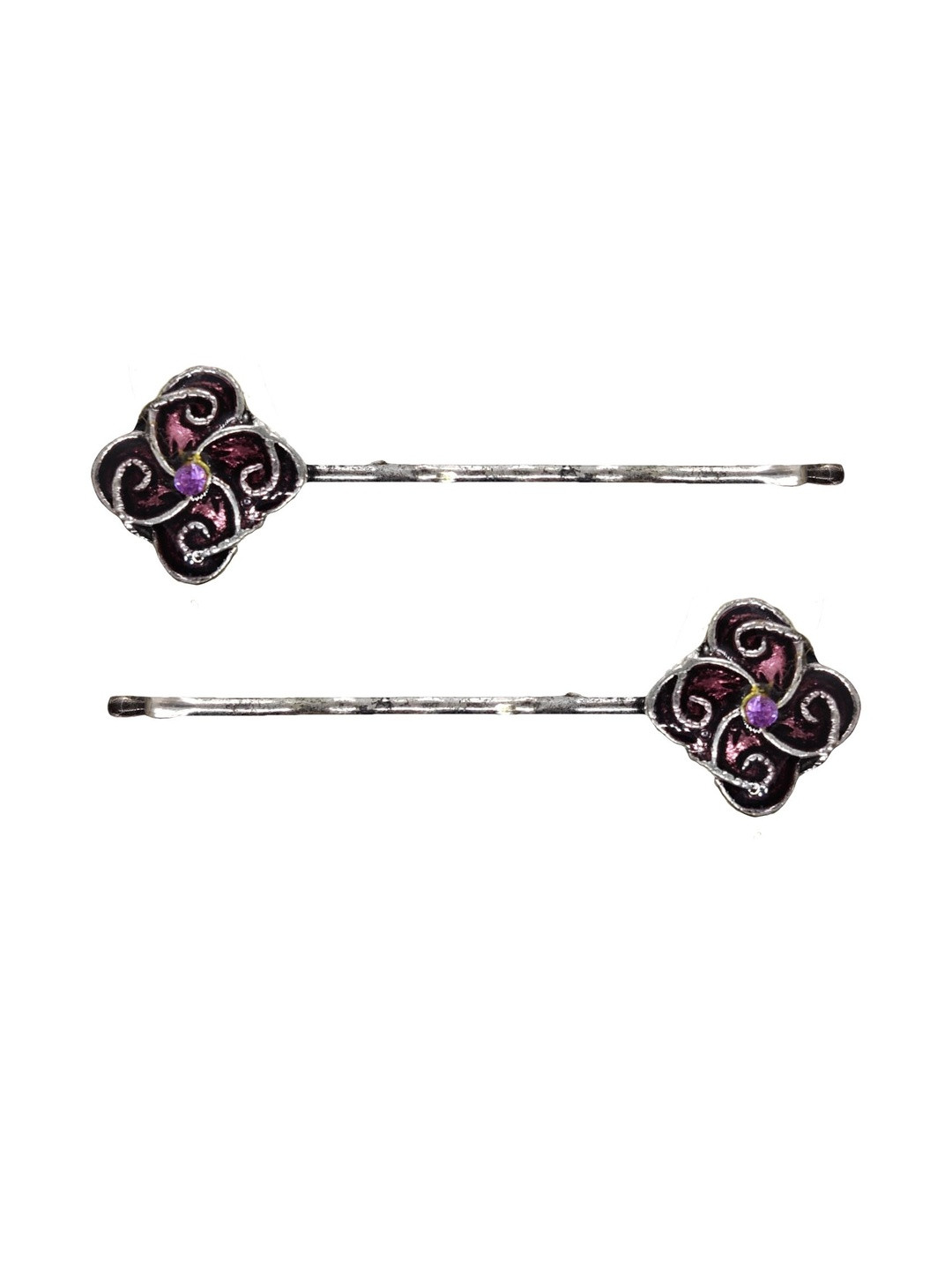 FURE Women Set of 2 Metal Purple Flower Bobby Hair Pins