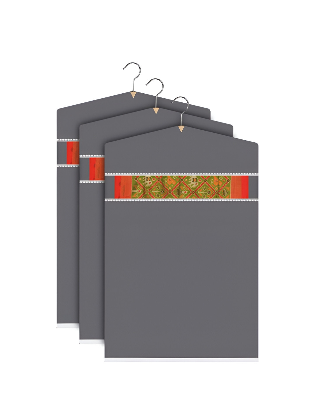Aura Grey & Steel 3 Pieces Hanging Saree Bag Organisers