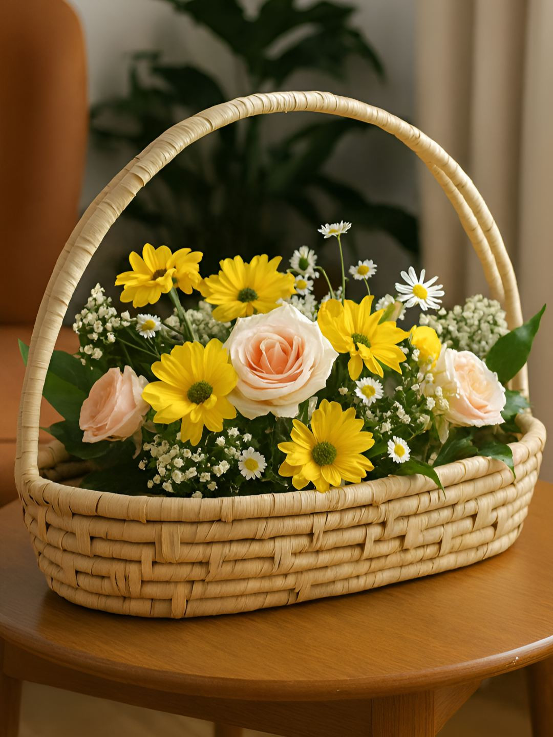 HABERE INDIA Beige Jute Easy to Clean Fruit and Vegetable Basket