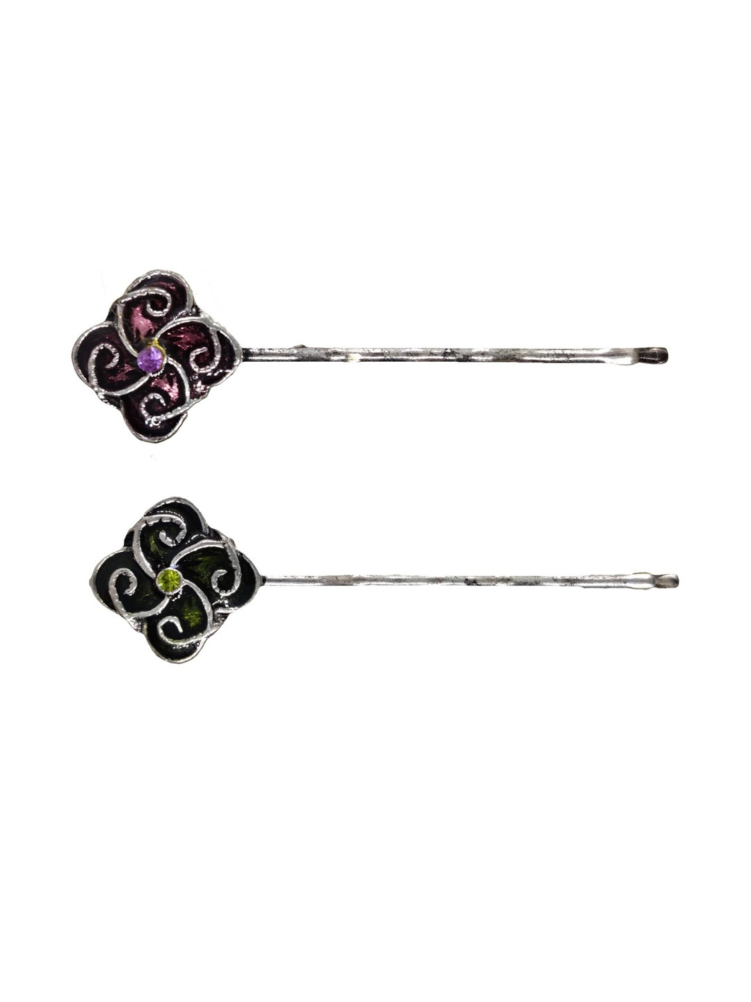 FURE Women Set of 2 Four Petal Flower Bobby Hair Pins