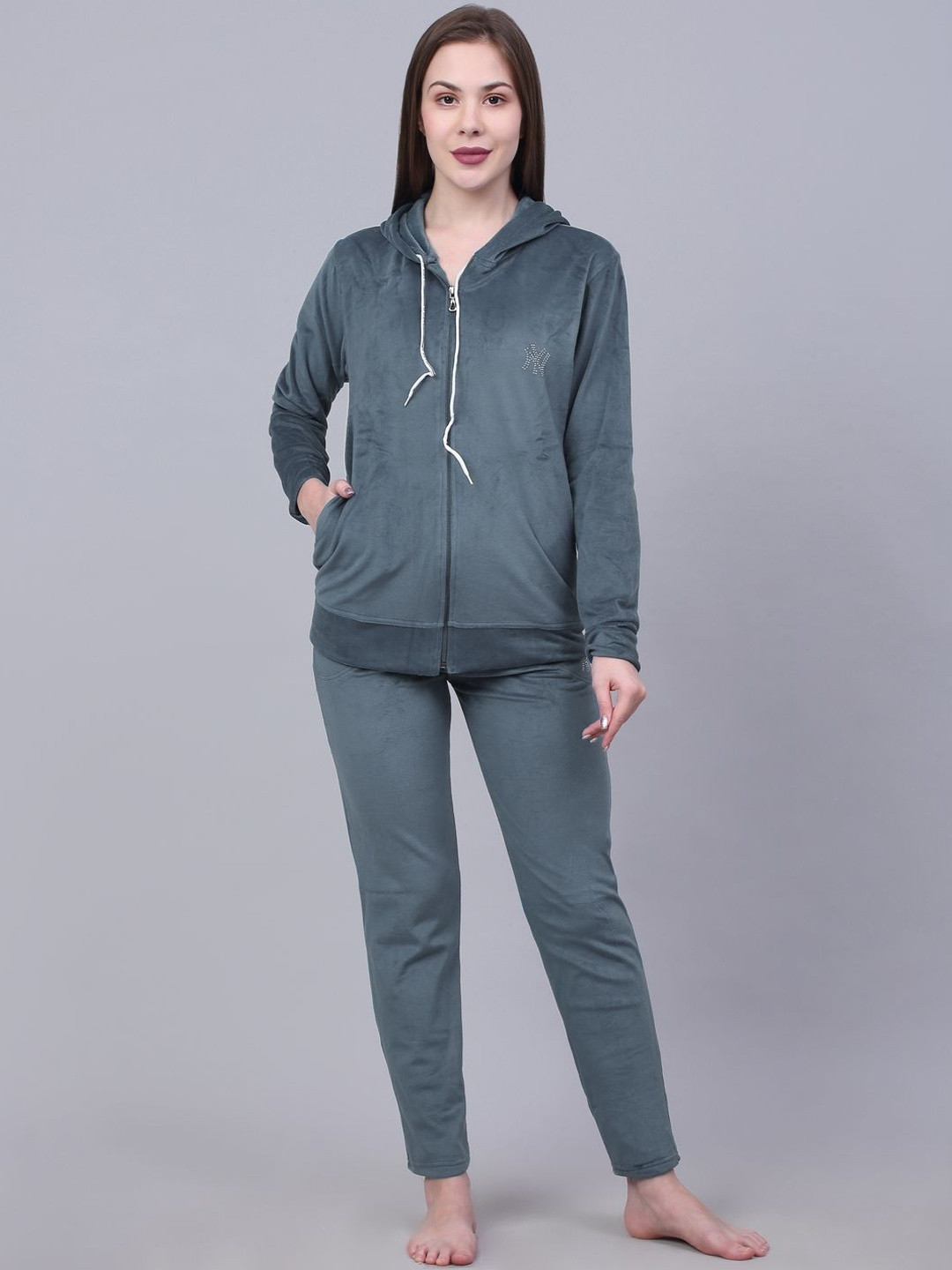 Trend Level Hood Collar Neck Sweatshirt With Trousers Co-Ords
