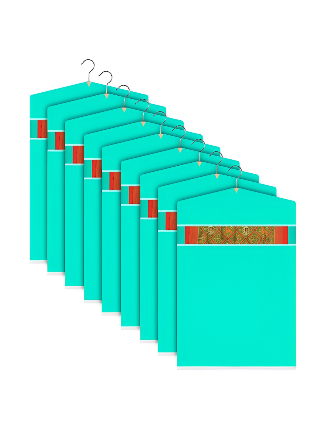 Aura Green & Steel 9 Pieces Hanging Saree Bag Organisers