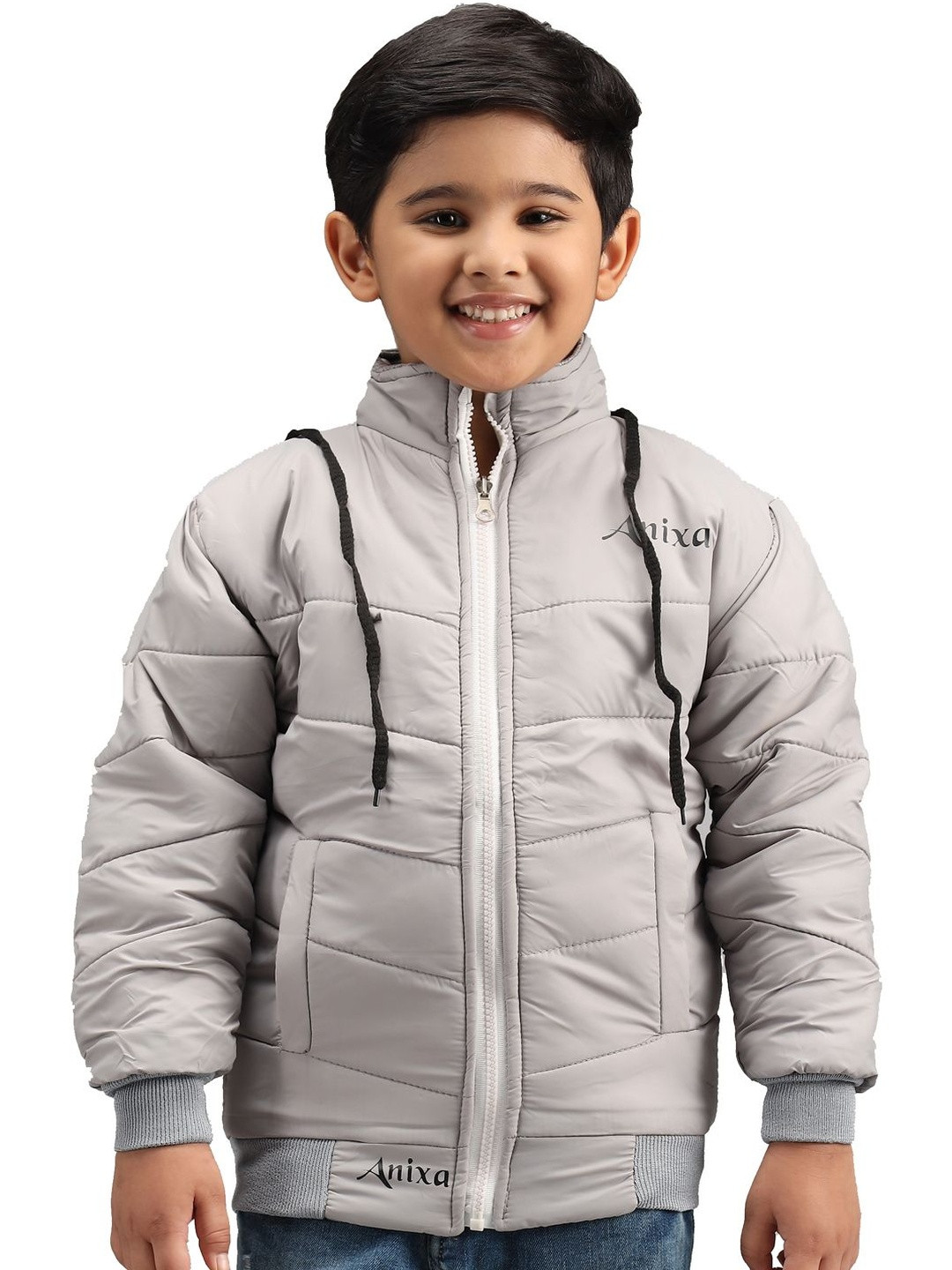 Anixa Boys Hooded Long Sleeves Woollen Puffer Jacket