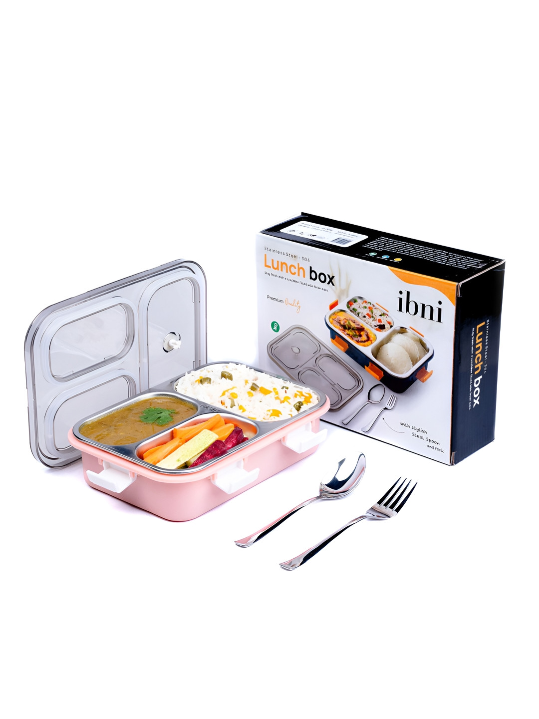 Ibni Pink Steel Dishwasher Safe Lunch Box