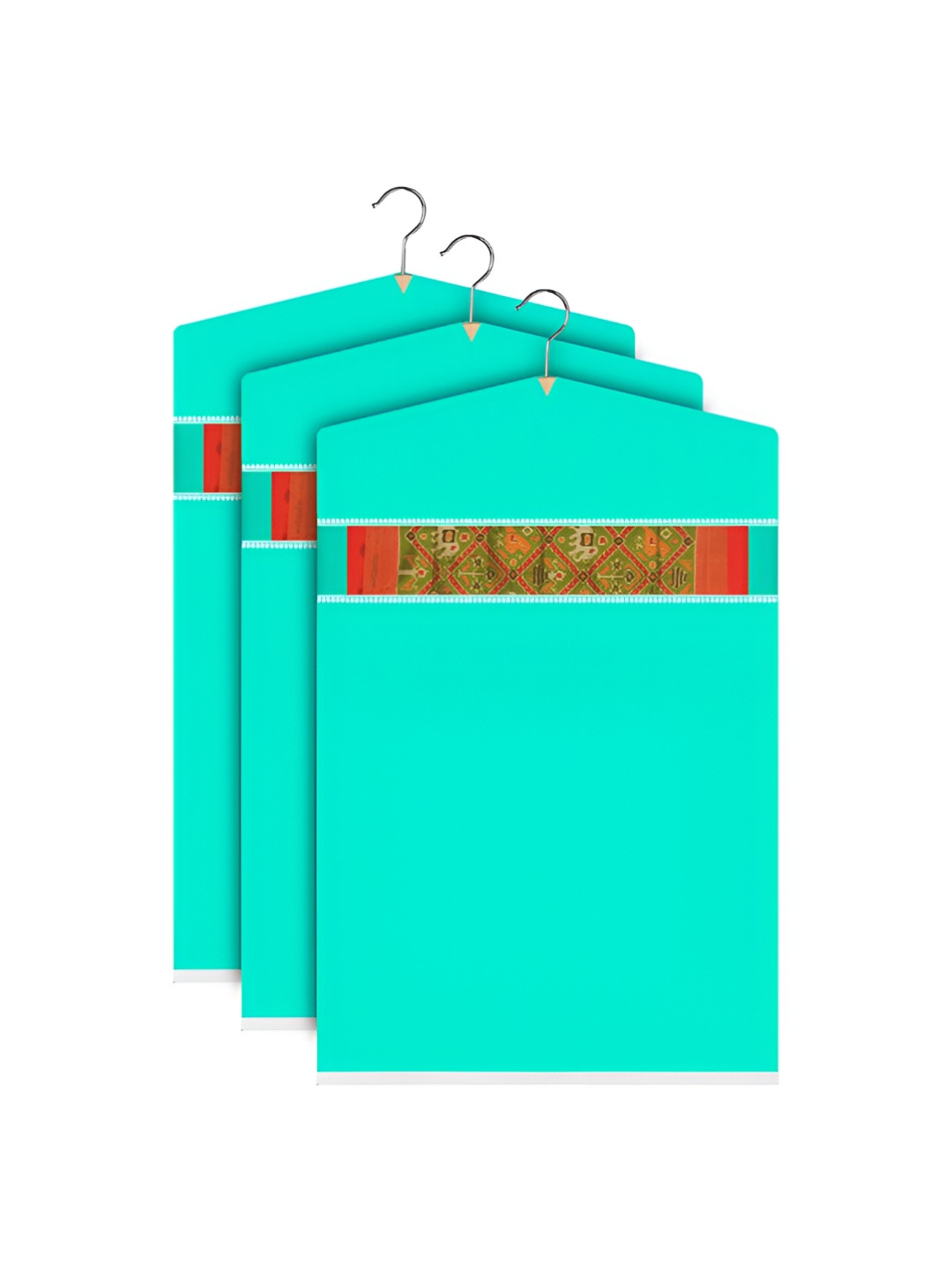 Aura Green & Steel 3 Pieces Hanging Saree Bag Organisers