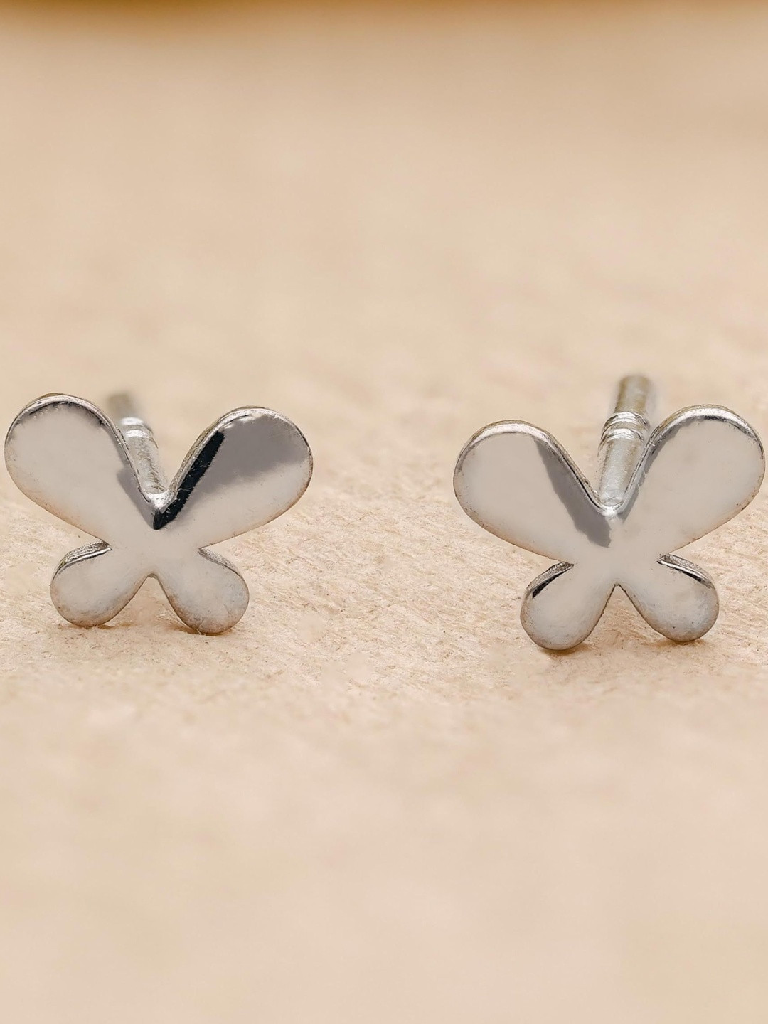 AMONROO 925 Silver Rhodium-Plated Butterfly Studs