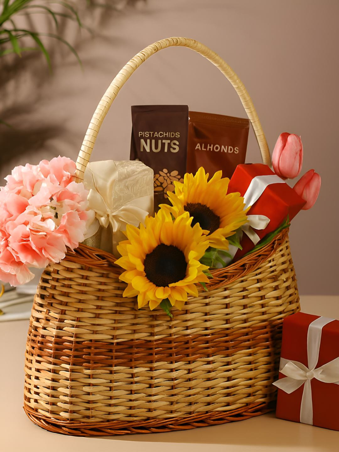 HABERE INDIA Brown Bamboo Basket Travel Accessory