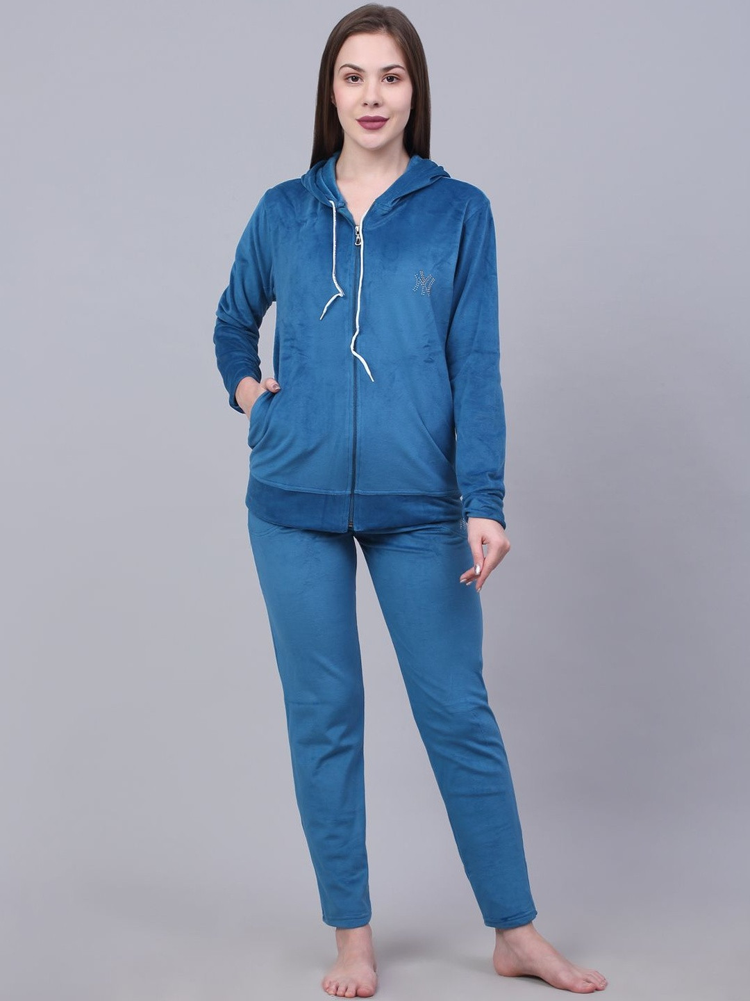 Trend Level Women Hooded Sweatshirt With Straight Trousers Co-Ord Set