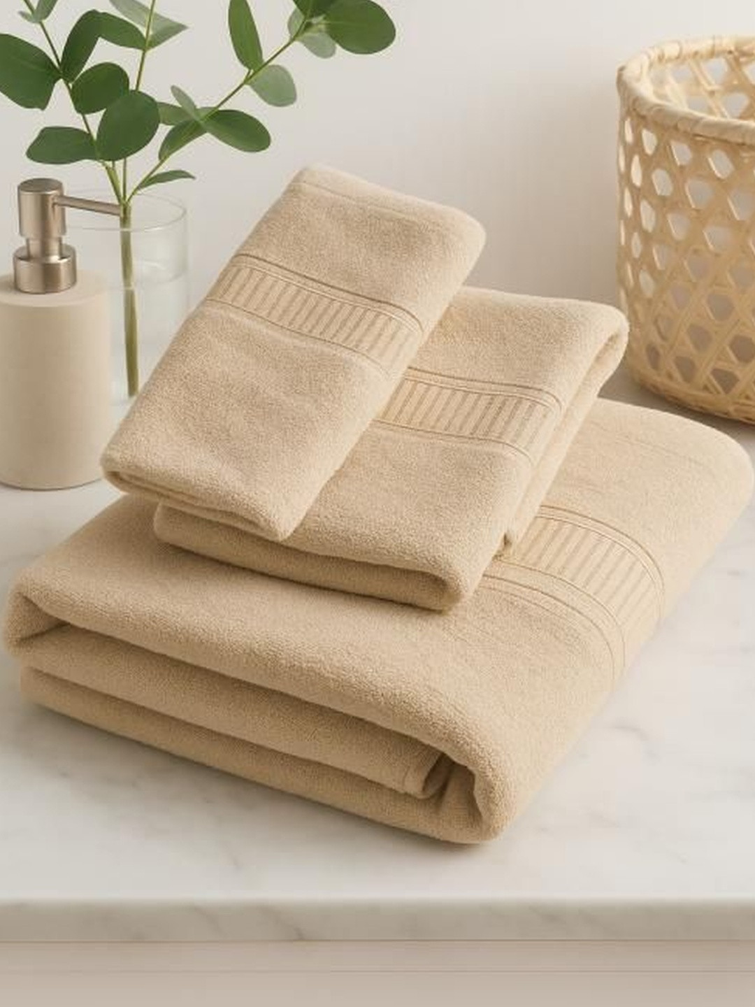 Dollar Cream-Coloured 3 Terry Cotton 600 GSM Bath Towel
