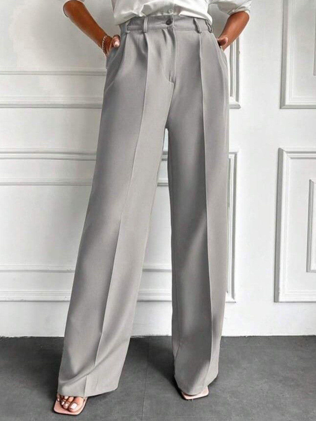 Next One Women Smart High-Rise Easy Wash Pleated Trousers