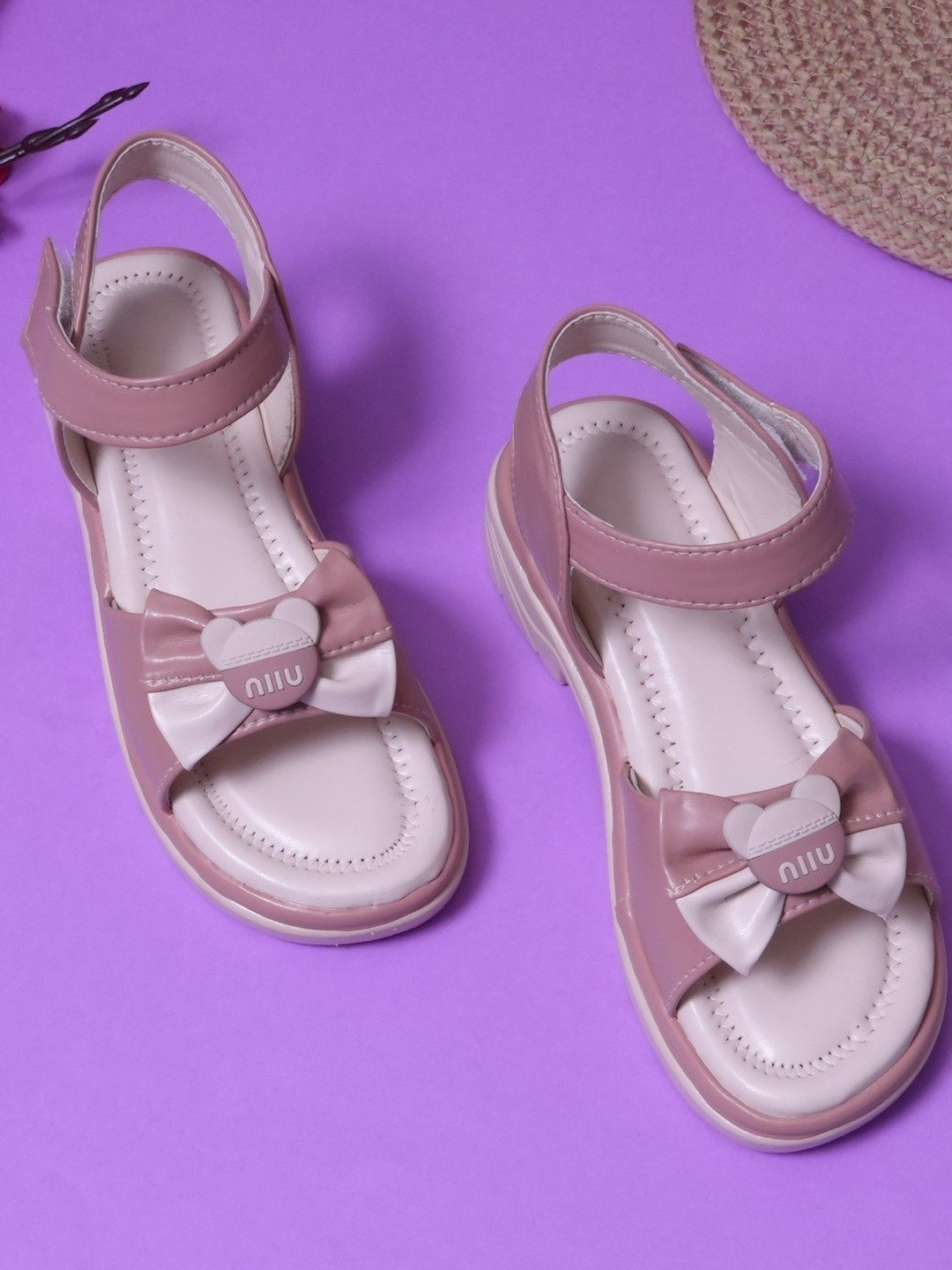 CST Lifestyle Girls Peach Bow Detail Velcro Closure Sandals