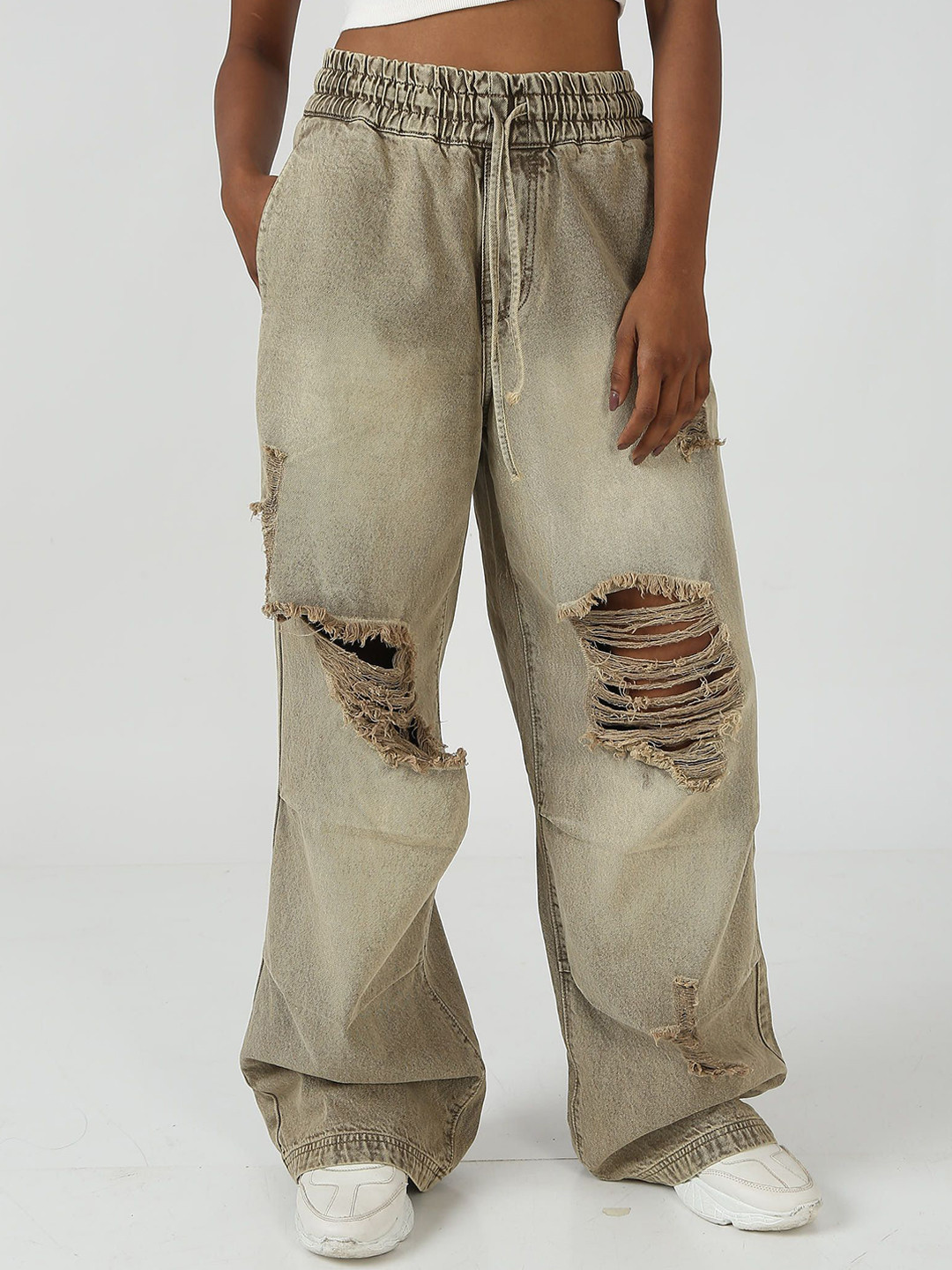 Chapter 2 Unisex Comfort Mid-Rise Highly Distressed Heavy Fade Jeans