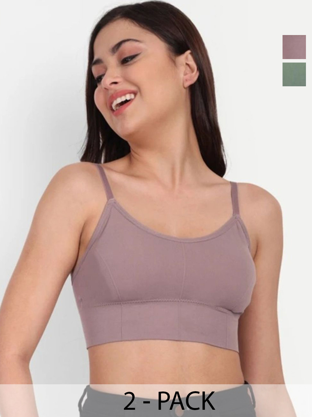 KALP CRAZE Womens Pack of 2 Non-Wired Padded Crop Top Bra