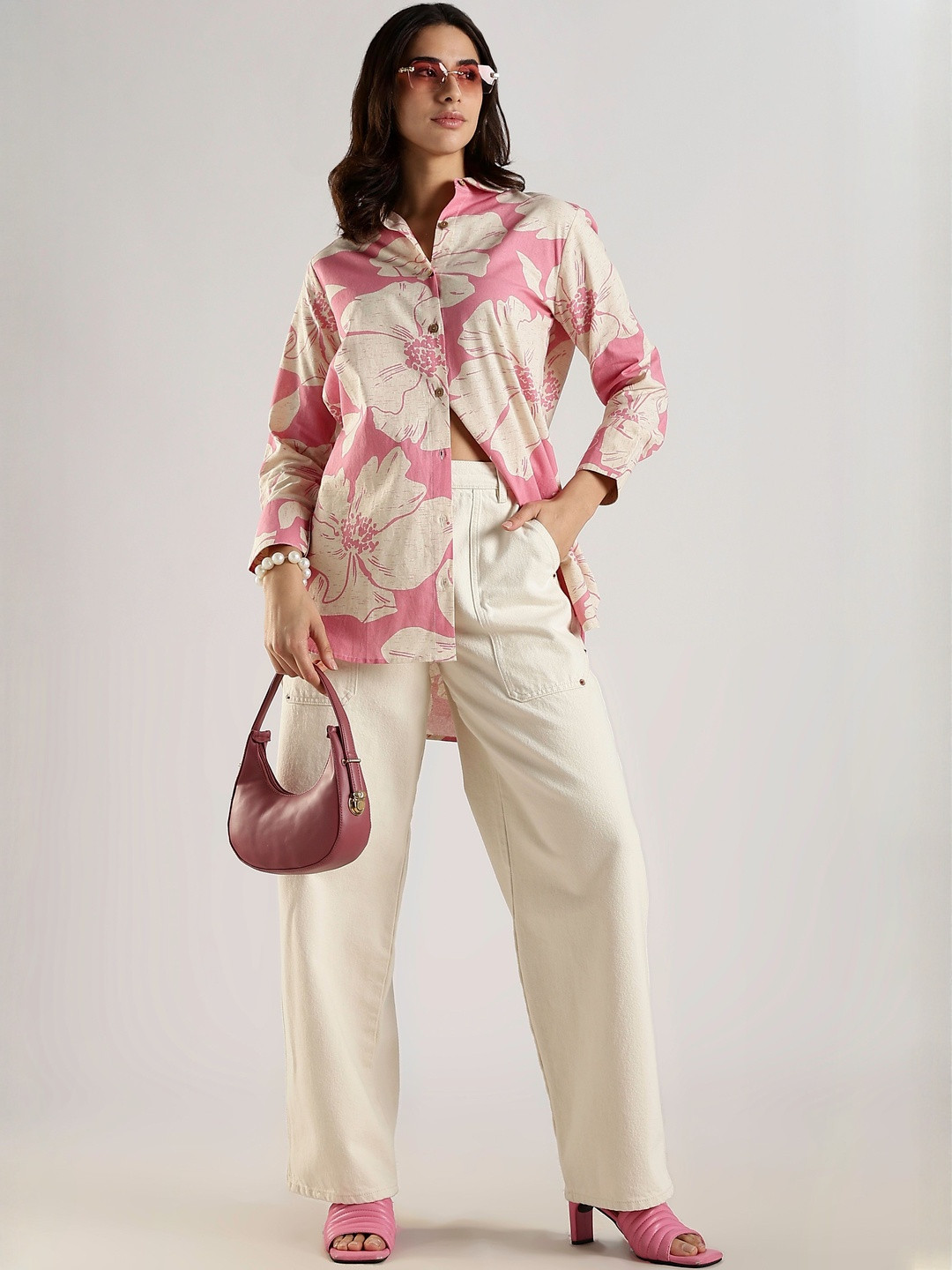 HERE&NOW Women Pink Printed Casual Shirt