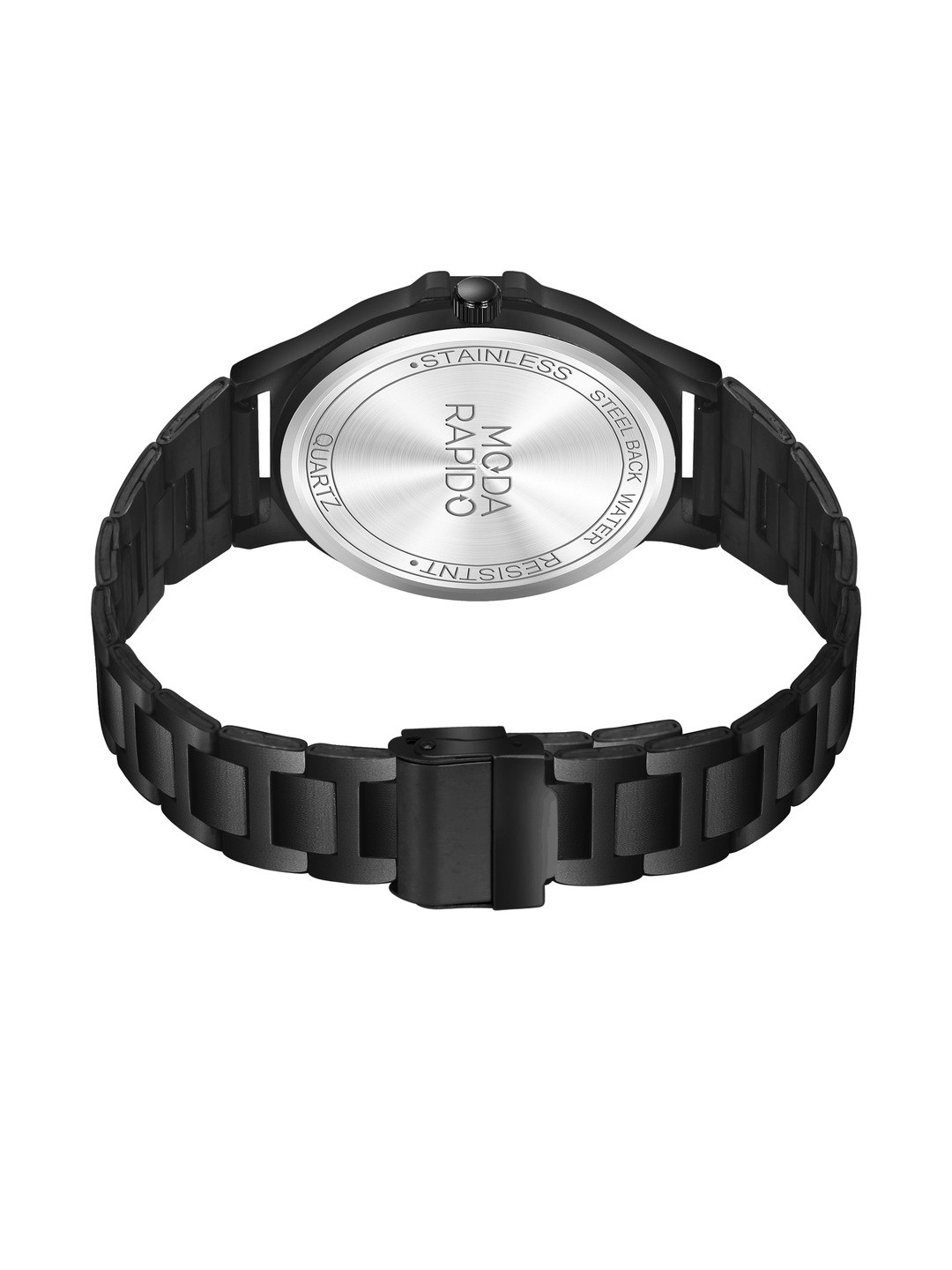 Moda Rapido Men Black Round Stainless Steel Patterend Chain Analogue Watches