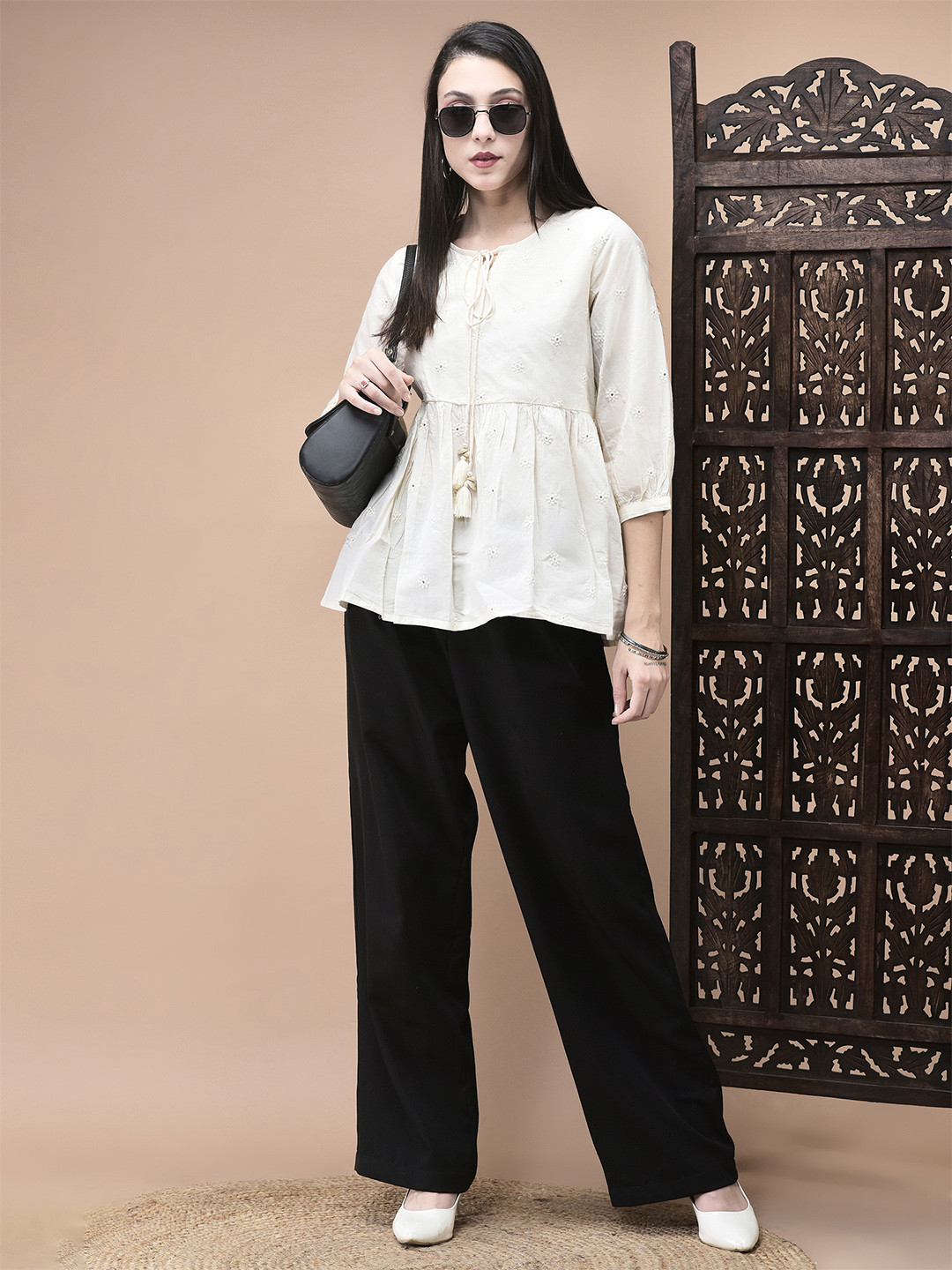Shree Cotton Embroidered Tie-Up Neck Tunic
