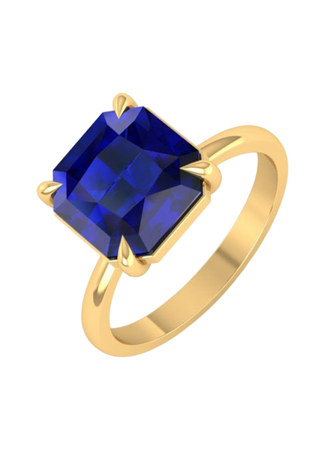 Hitmax 925 Sterling Silver 14K Gold Plated Sapphire Studded Finger Ring