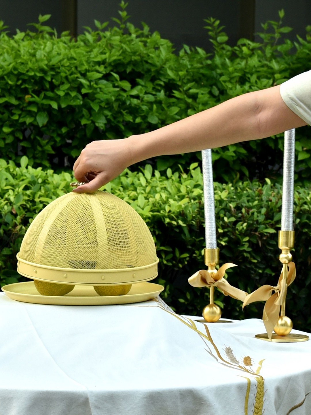 Living With Elan Yellow Metal Food Platter