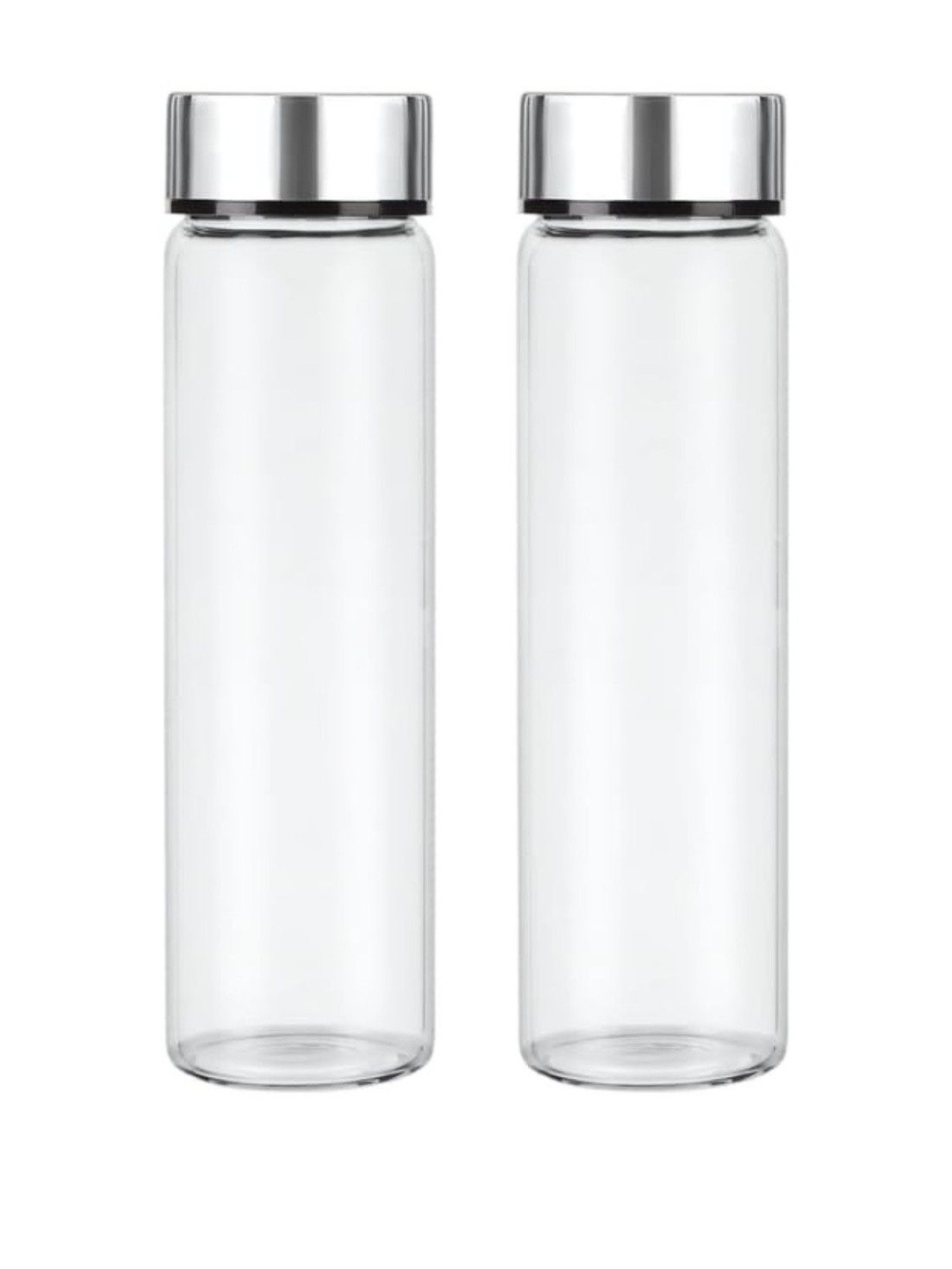 METIER Transparent 2 Pieces Borosilicate Glass Leakproof Water Bottles-750ml Each